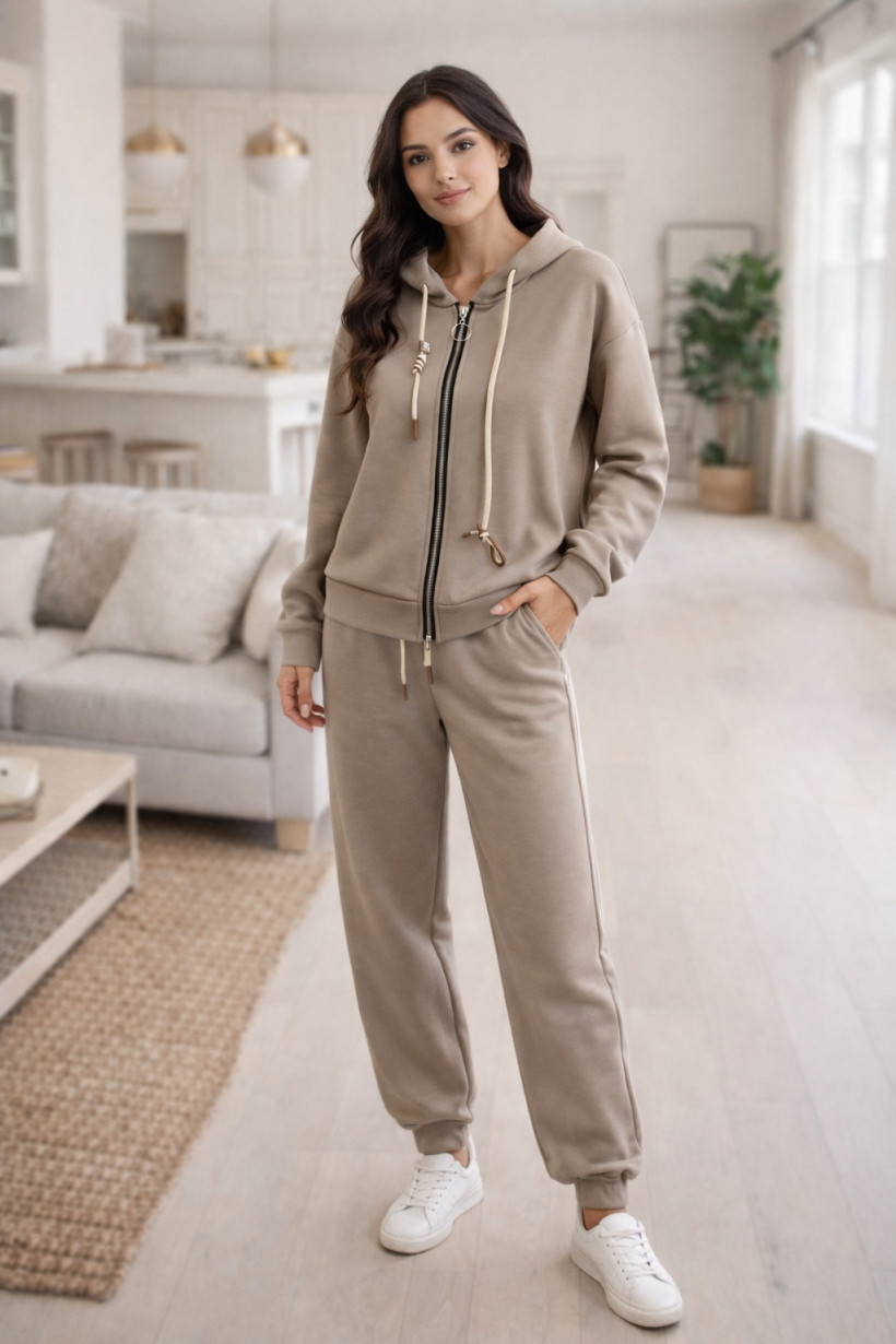 Komplet bluza spodnie beżowy