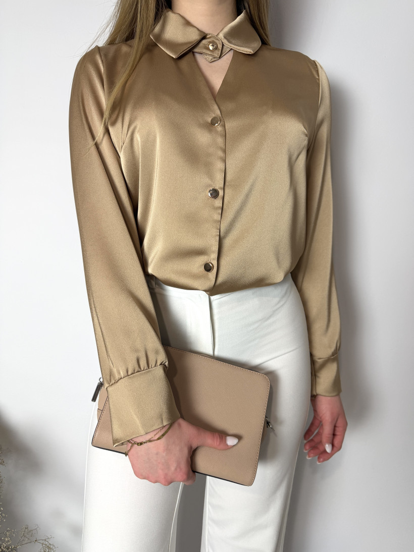 Koszula 1312 satynowa ze złotymi guziczkami