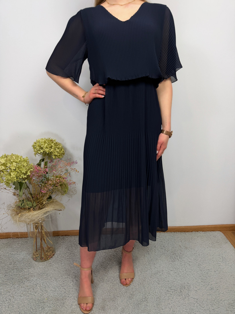 Sukienka 0142 plisowana, bluzowana