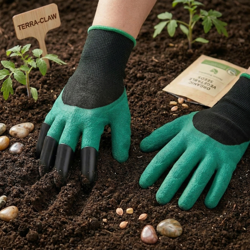 Rękawice ogrodowe grabki pazurki do kopania grabie łopatka