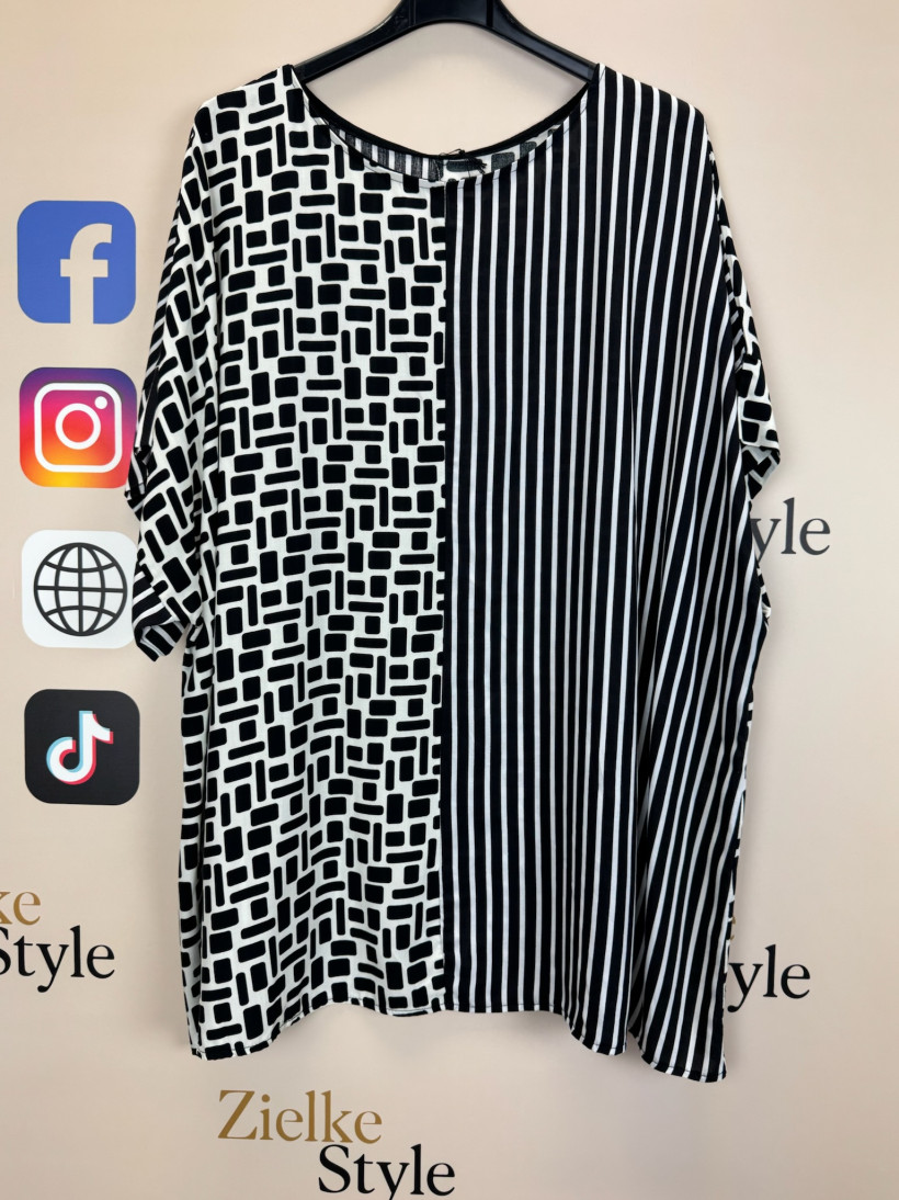 Italia nr.11 - Tunika wzorzysta w paski i prostokąty  - 1827 - czarna