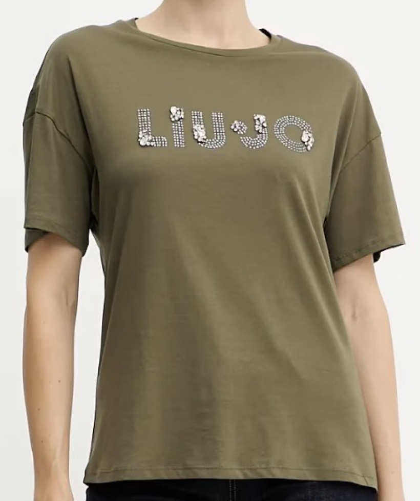 T-shirt Liu Jo MF5347 JS923 zielony cyrkonie