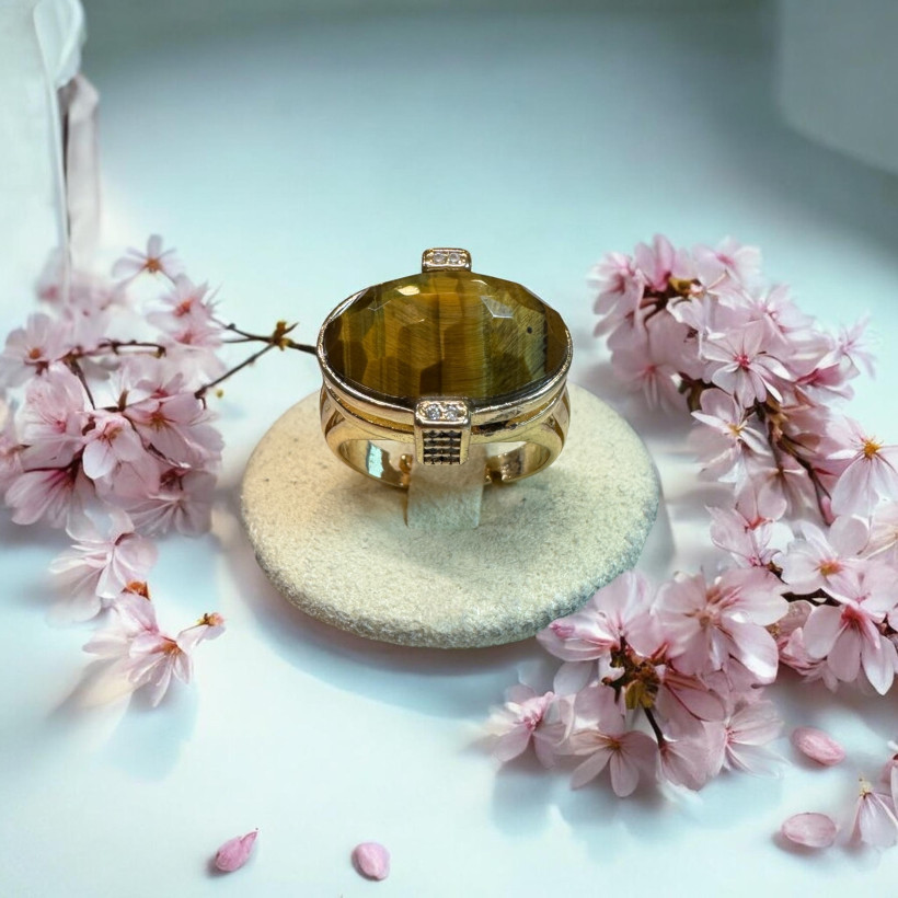 Bague œil de tigre ajustable