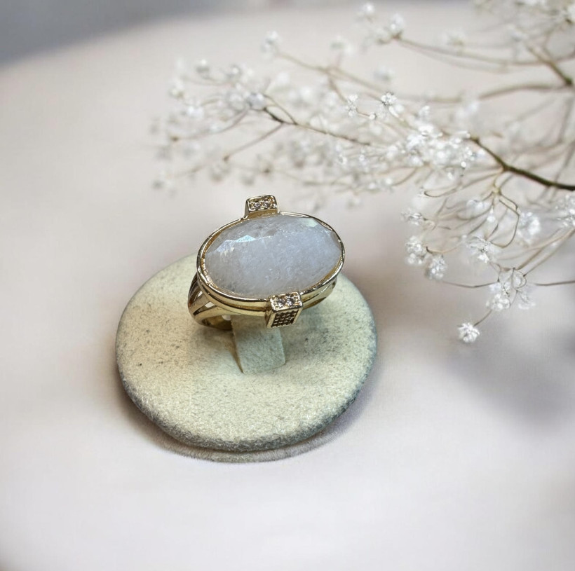 Bague ajustable pierre de lune