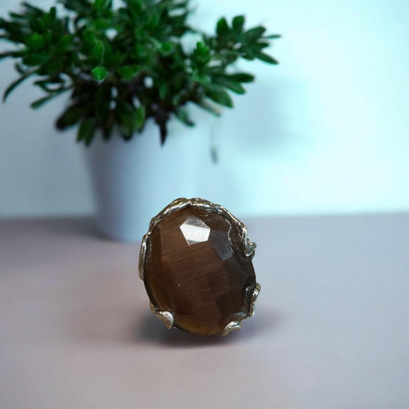 Bague quartz fumé