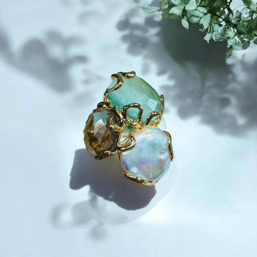 Bague triple pierre 