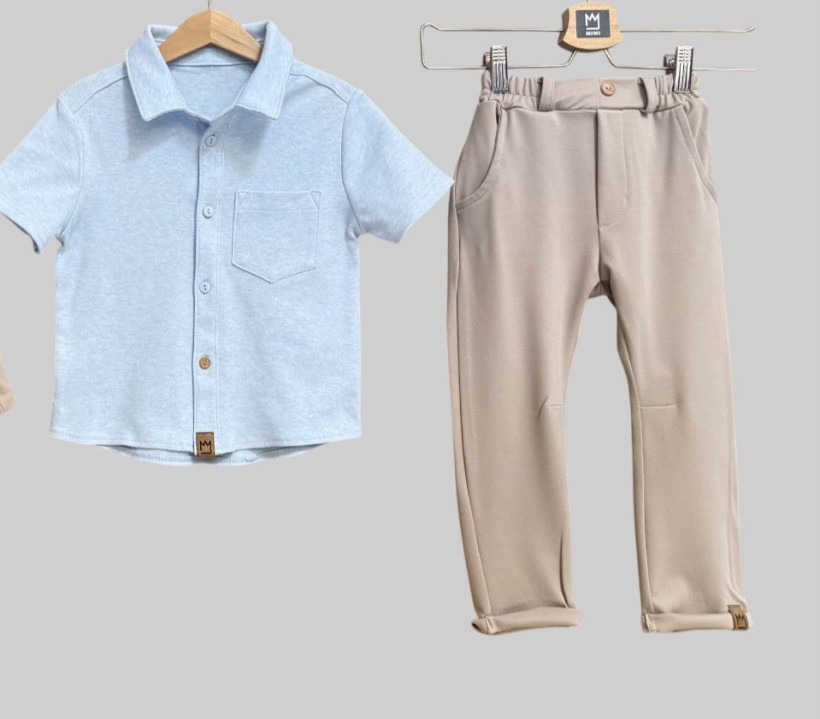 KOSZULA BŁĘKITNA KRÓTKI  RĘKAW MIMI