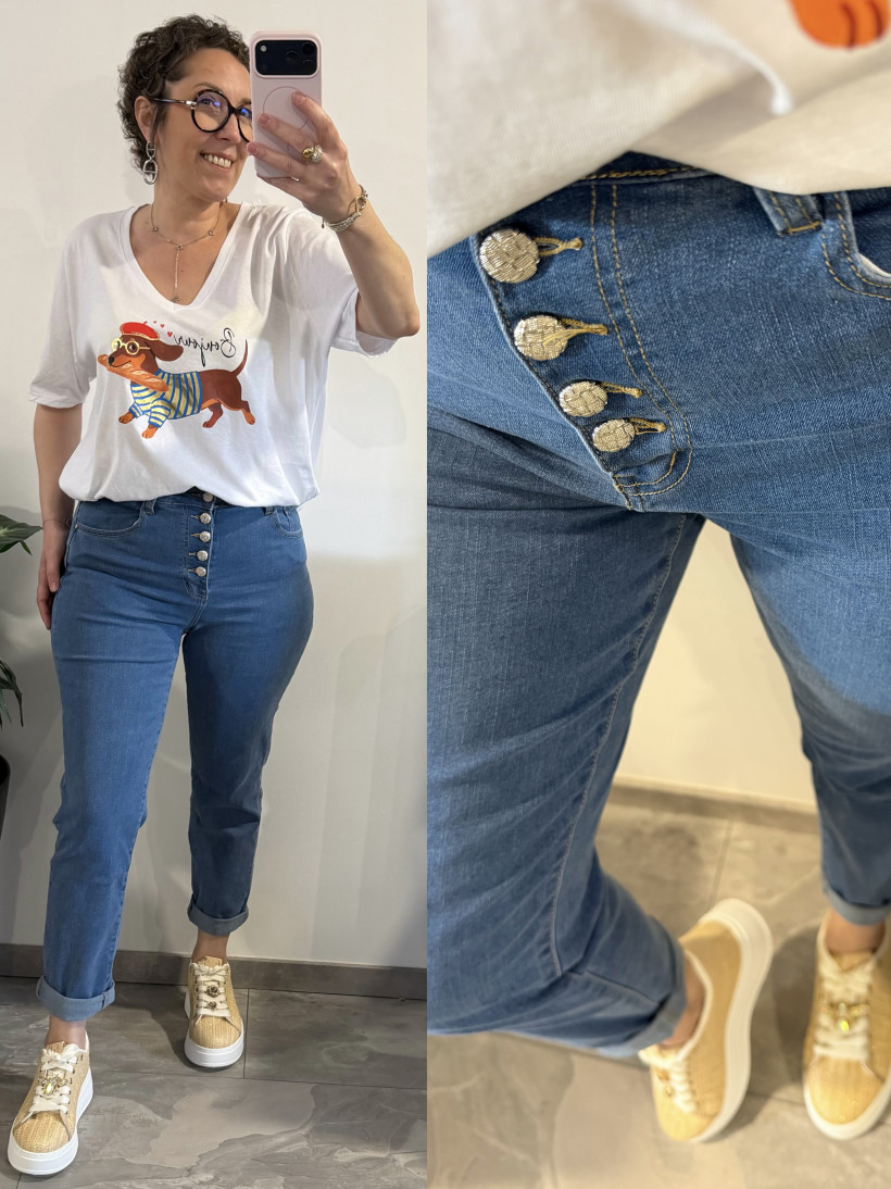 jeans taille haute "mom fit"