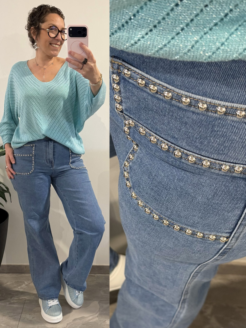 jeans poche clouté 