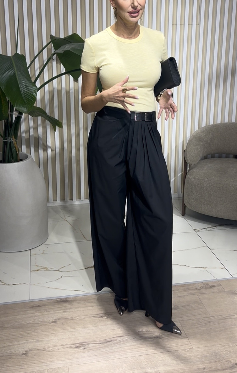 CT SPODNIE CZARNE LEJĄCE MARSZCZENIE PAS