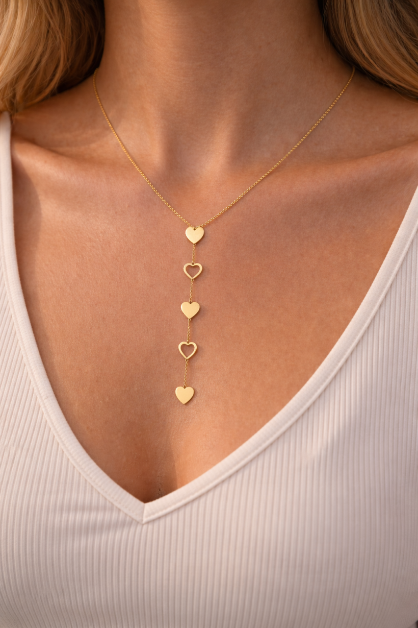 Celebrytka P297 pełne i wycinane serduszka 