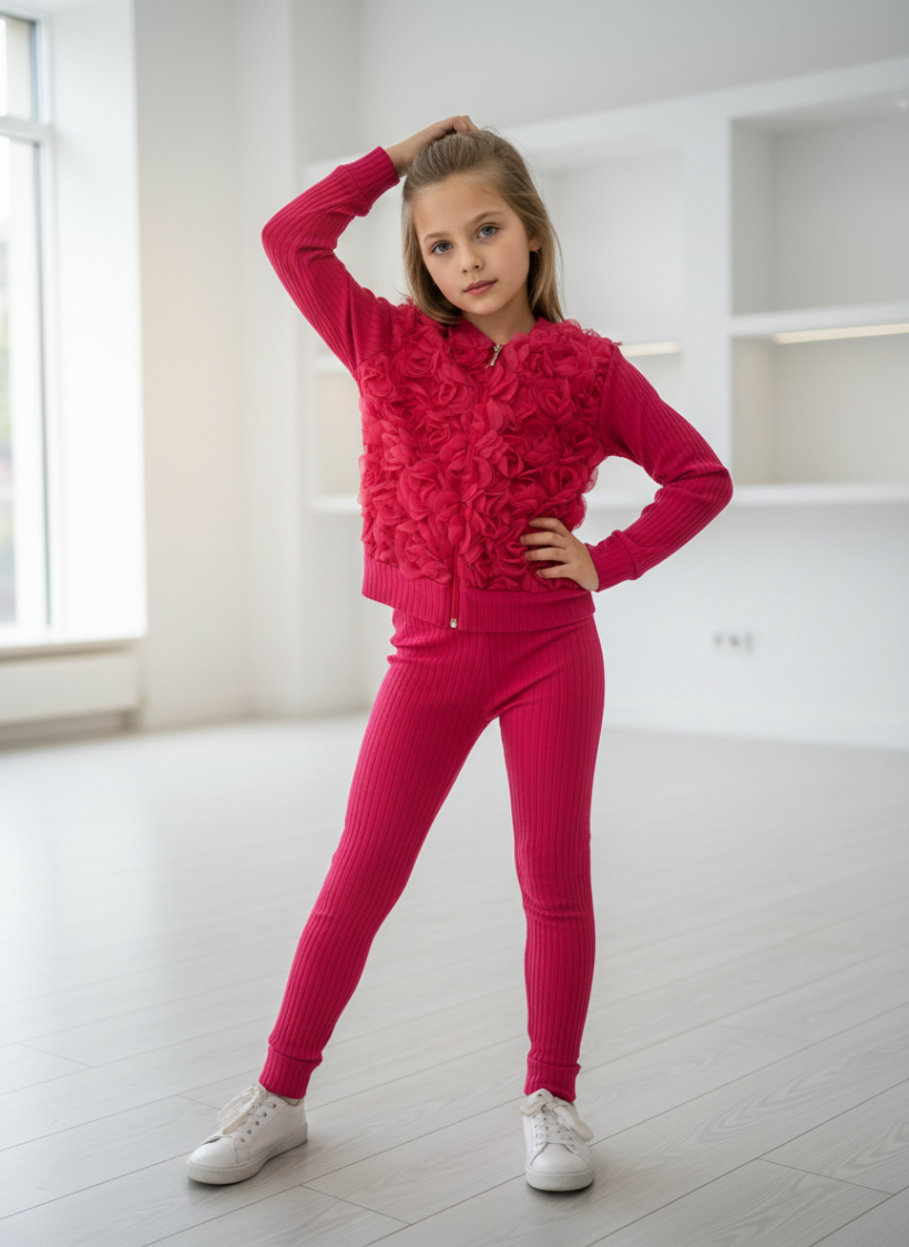 Komplet Płatki Bluza i getry prążek 98-140cm