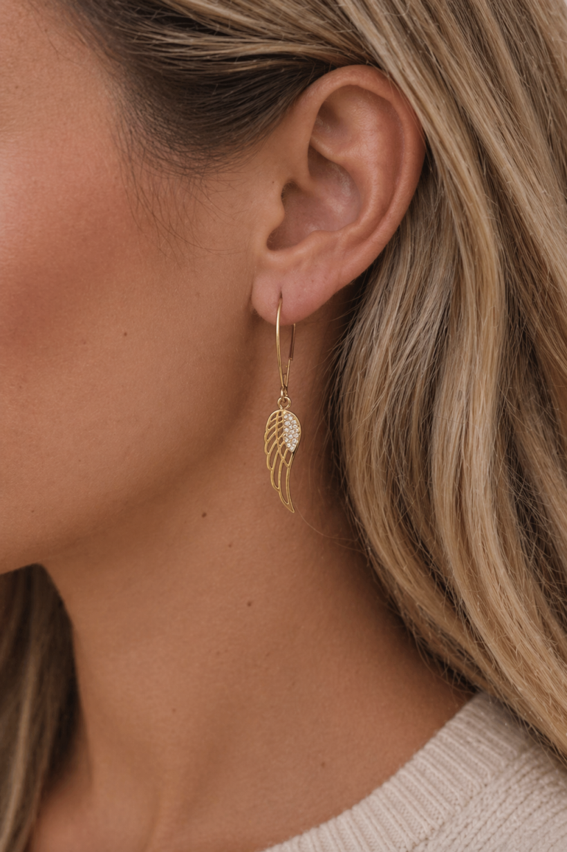 Kolczyki P320  skrzydełka i cyrkonie 