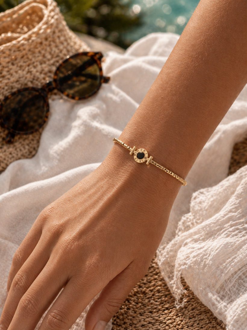 Bransoletka P200 sztywna, czarne oczko