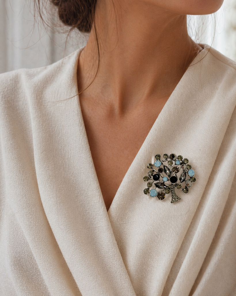 Broszka P382 drzewo cyrkonie 