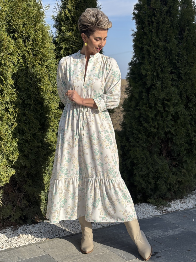 sukienka SUZIE - subtelne miętowe kwiatki