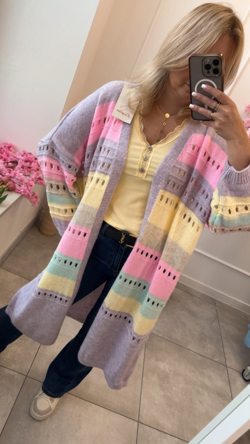 Sweter kardigan ażurowy 14585