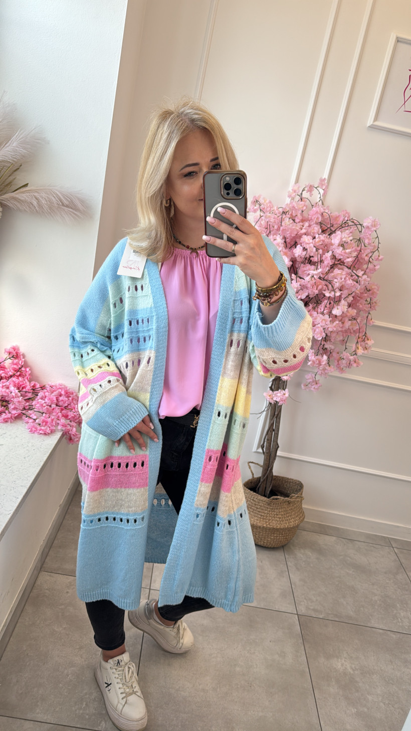 Sweter kardigan ażurowy 14585