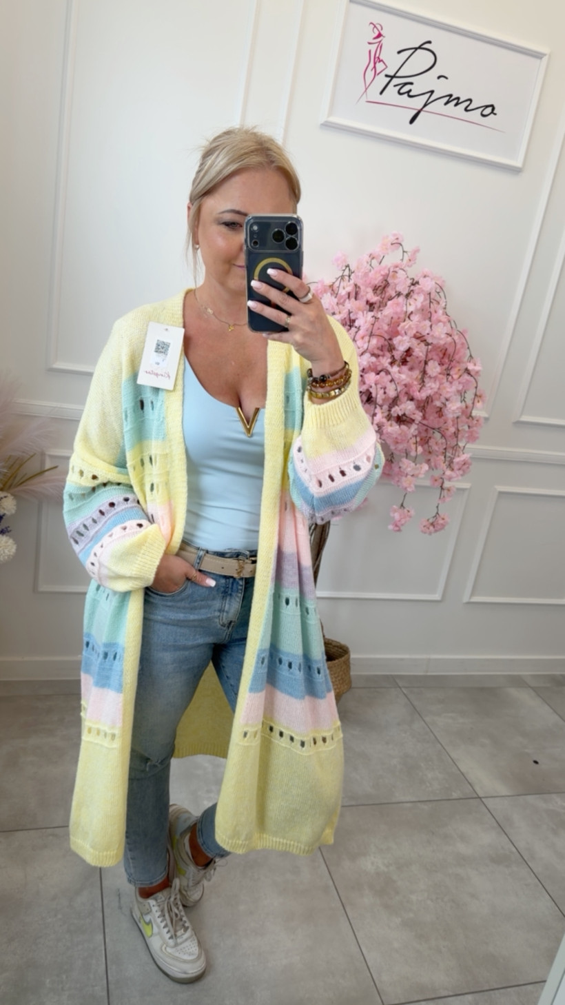 Sweter kardigan ażurowy 14585