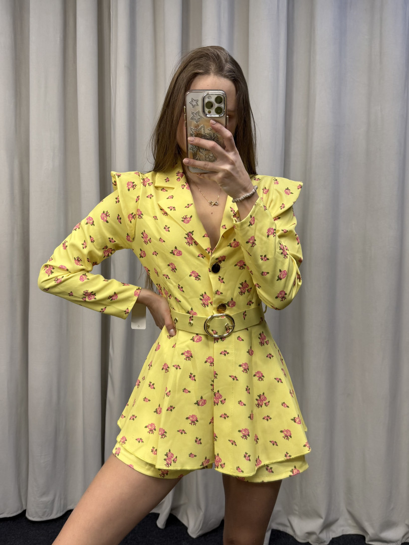 Kombinezon żółty w kwiatuszki