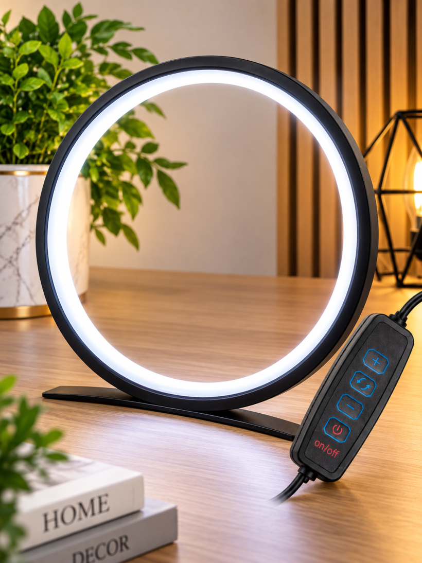 Lampka nocna LED pierścień premium 25 cm USB – 3 barwy światła