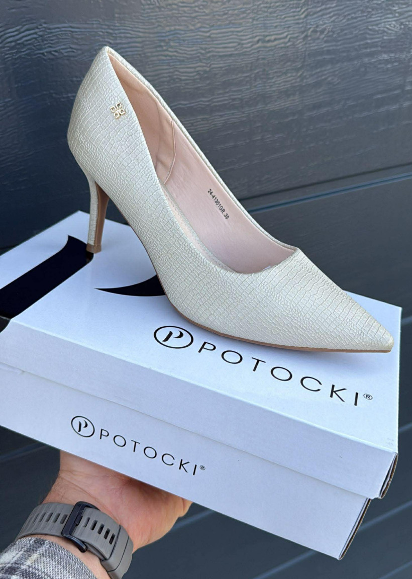 POTOCKI 7- Półbut na obcasie z czubkiem 24-41301GR C:GREY