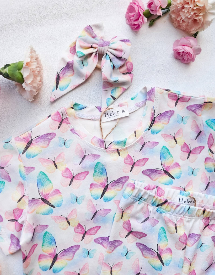 GUMKA Z KOKARDĄ  PASTELOWE MOTYLKI  HELEN