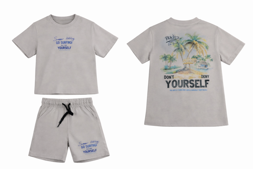 Komplet 2cz T-shirt GO SURFUNG spodenki KD-2071- POPIELATY