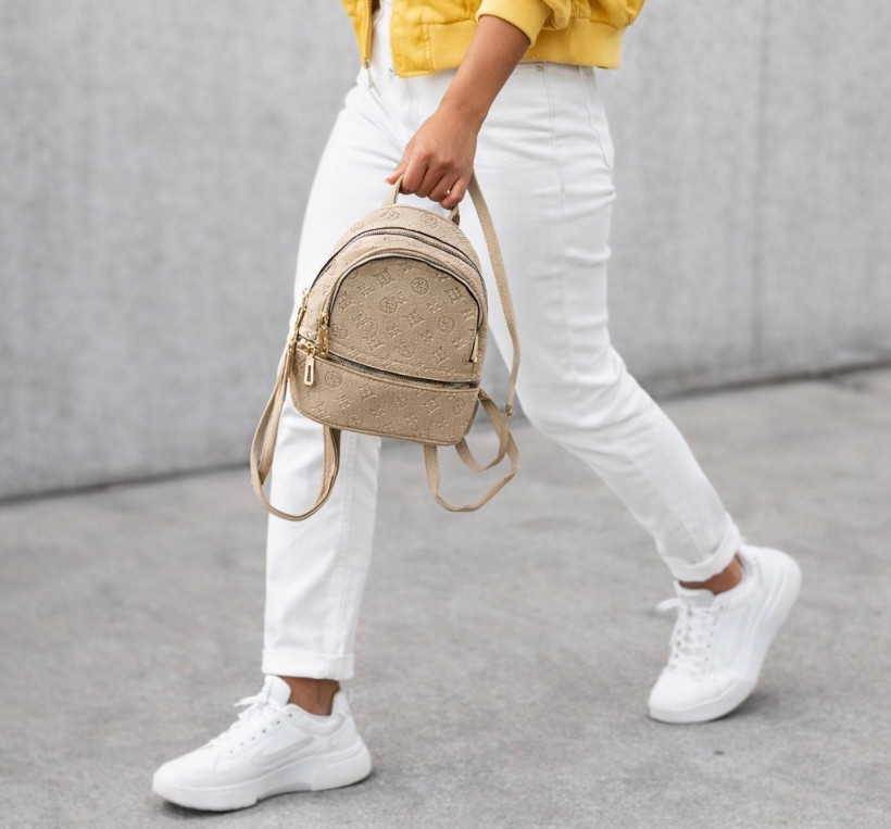 Mini plecak damski beżowy