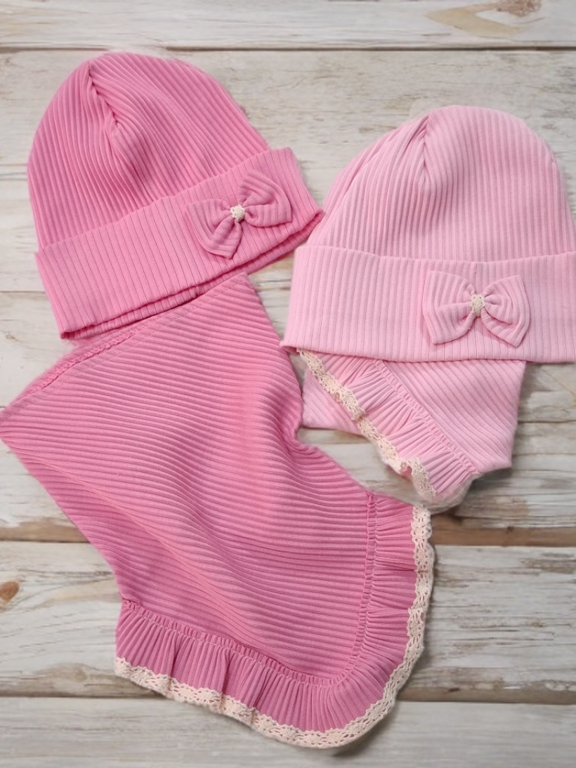 Komplet czapka i bandamka Prążek 2-6lat