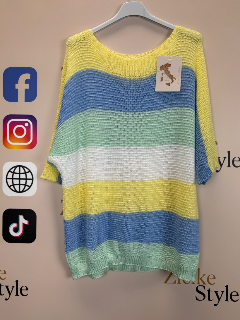 Italia nr.9 - Sweter niciakowy w pasy - 9530/14630 - żółty