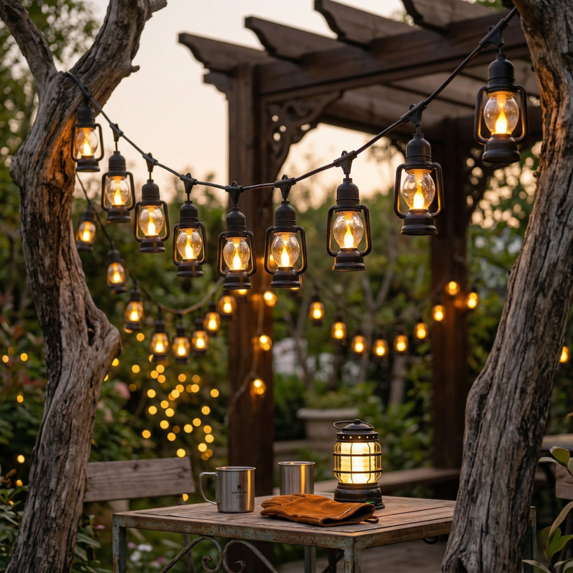 Girlanda świetlna lampki dekoracyjne LED 10 szt latarenki ogrodowe 10cm 5m