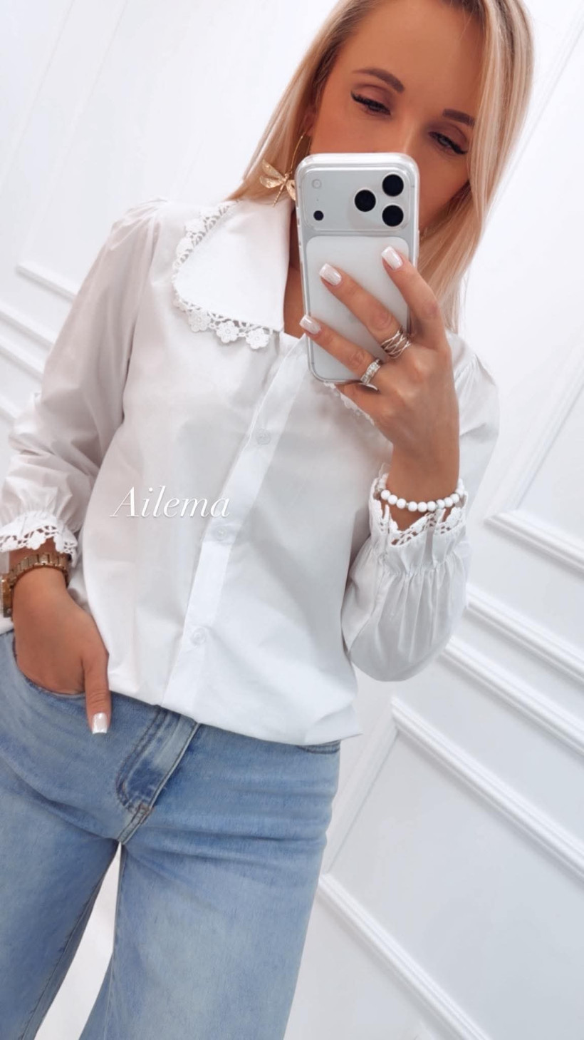 Elegancka koszula KS232 ażurowe elementy 