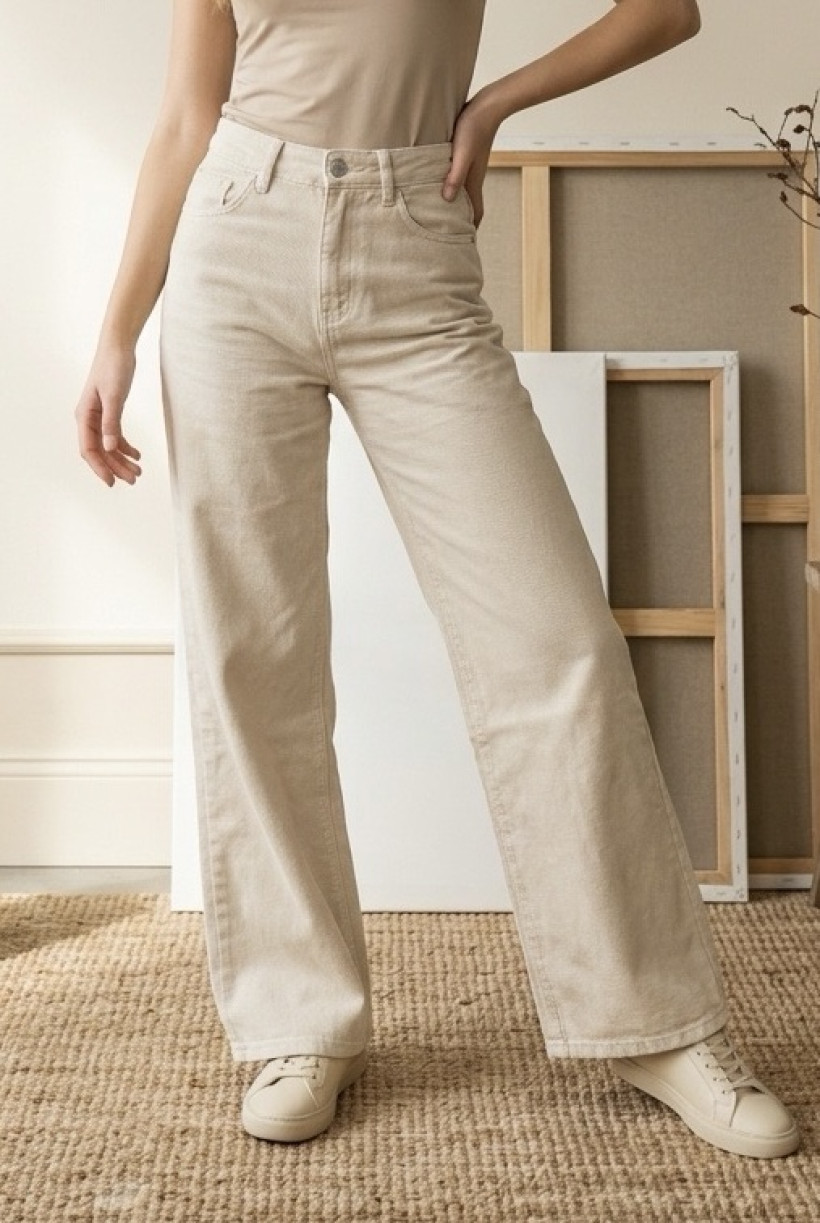 Jeansy 44/XXL beżowe dzwony 