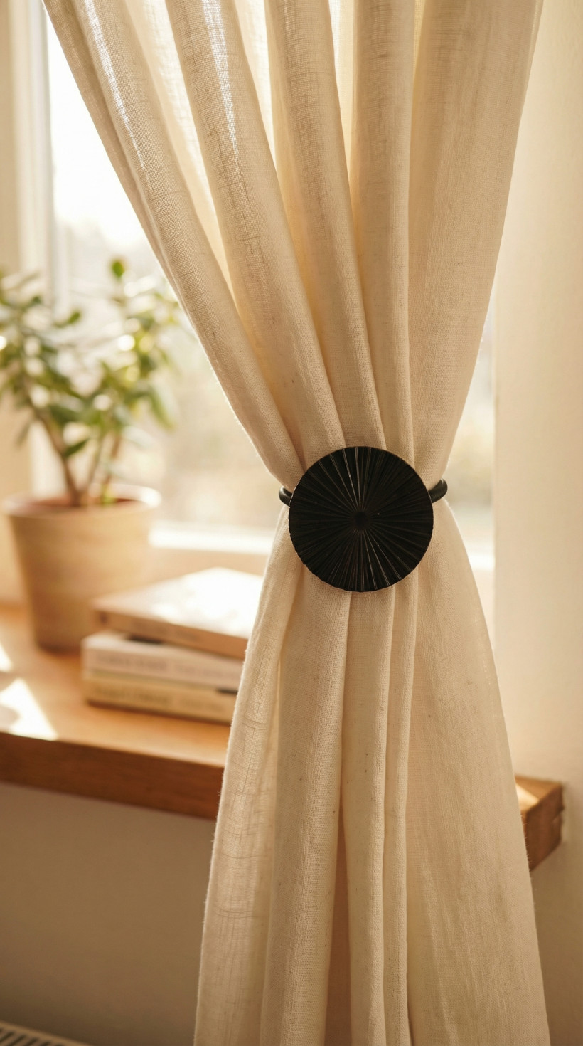 Spinka do zasłon na magnes czarna