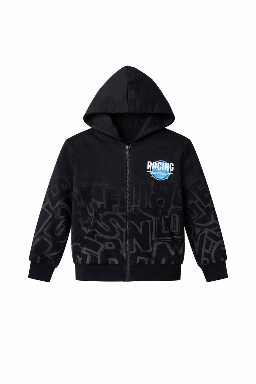 Bluza na zamek RACING  BB-525- CZARNY