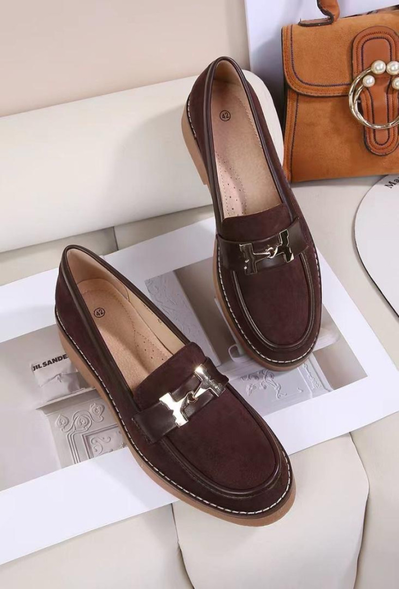 XL MOKASYN cink me dm55-7 Brown nadwymiary damskie brązowy mokasyn z ozdobą