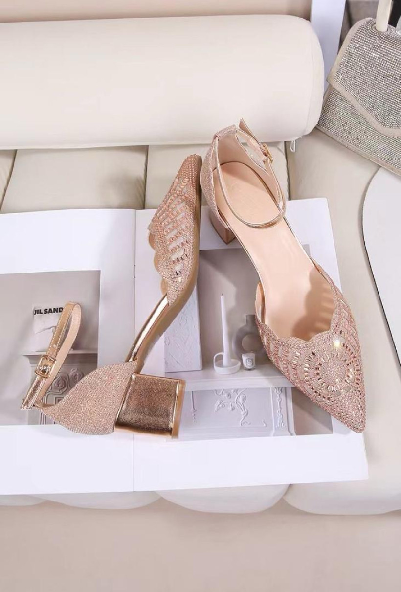 XL RÓŻ sandał cink me SM-838-28 champagne nadwymiary damskie złoto-różowy obcas w szpic