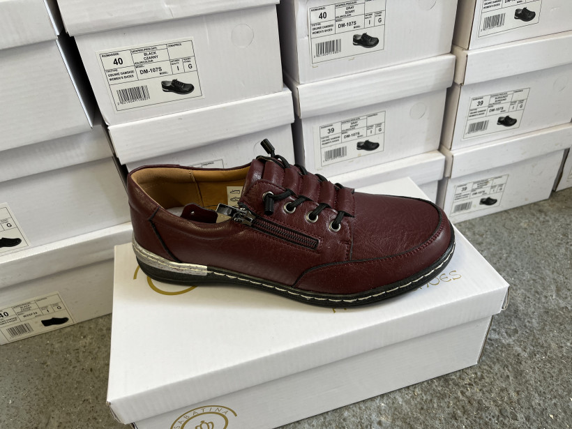 KOMFORT 2-bordowe buty skórzane wiazane SABATINA DM-107S