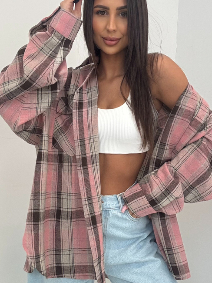 EMO koszula w kratę róż z czekoladą