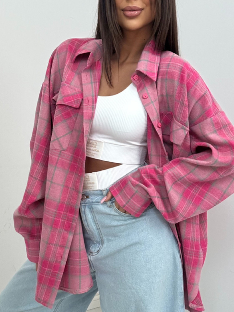 EMO koszula w kratę fuksja 