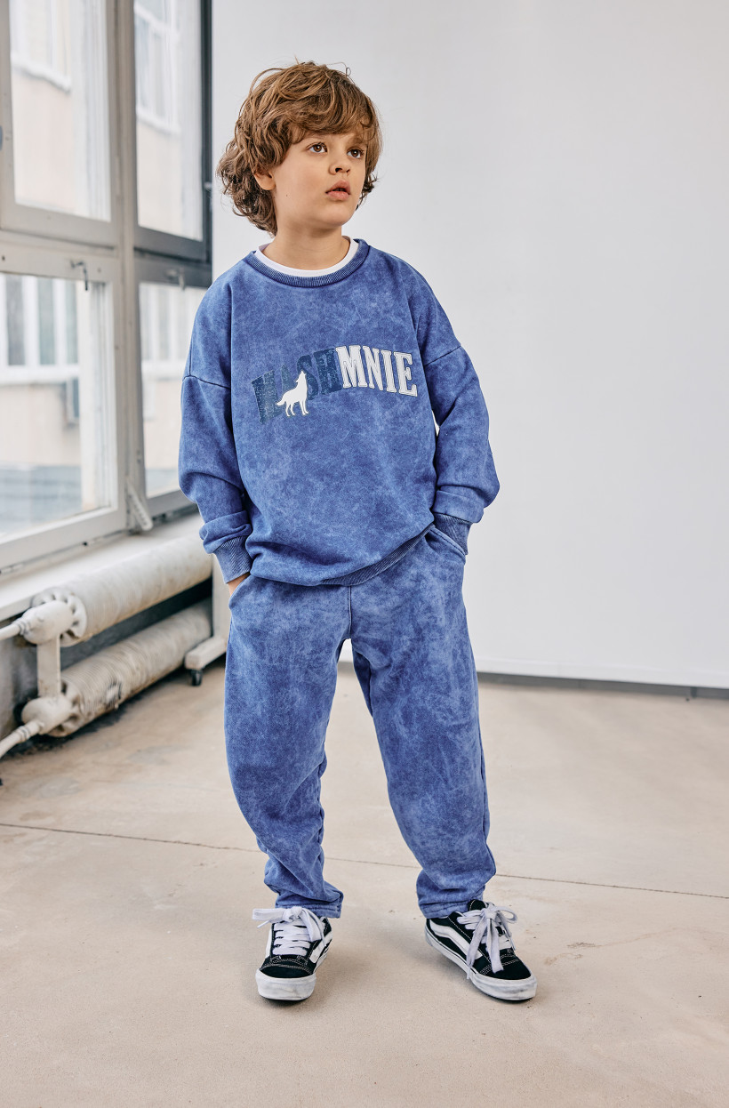 KOMPLET BLUZA I SPODNIE FARBOWANE NIEBIESKIE MASH MNIE 