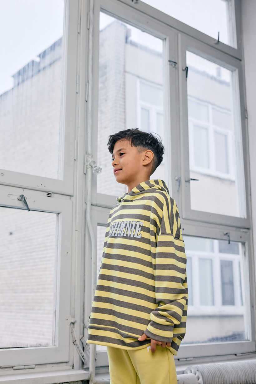 BLUZA Z KAPTUREM  ŻÓŁTA W PASKI MASHMNIE