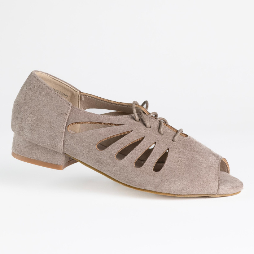 WYPRZEDAŻ Sandały damskie skóra GOODIN GD-FL1410 zamsz ażurek 