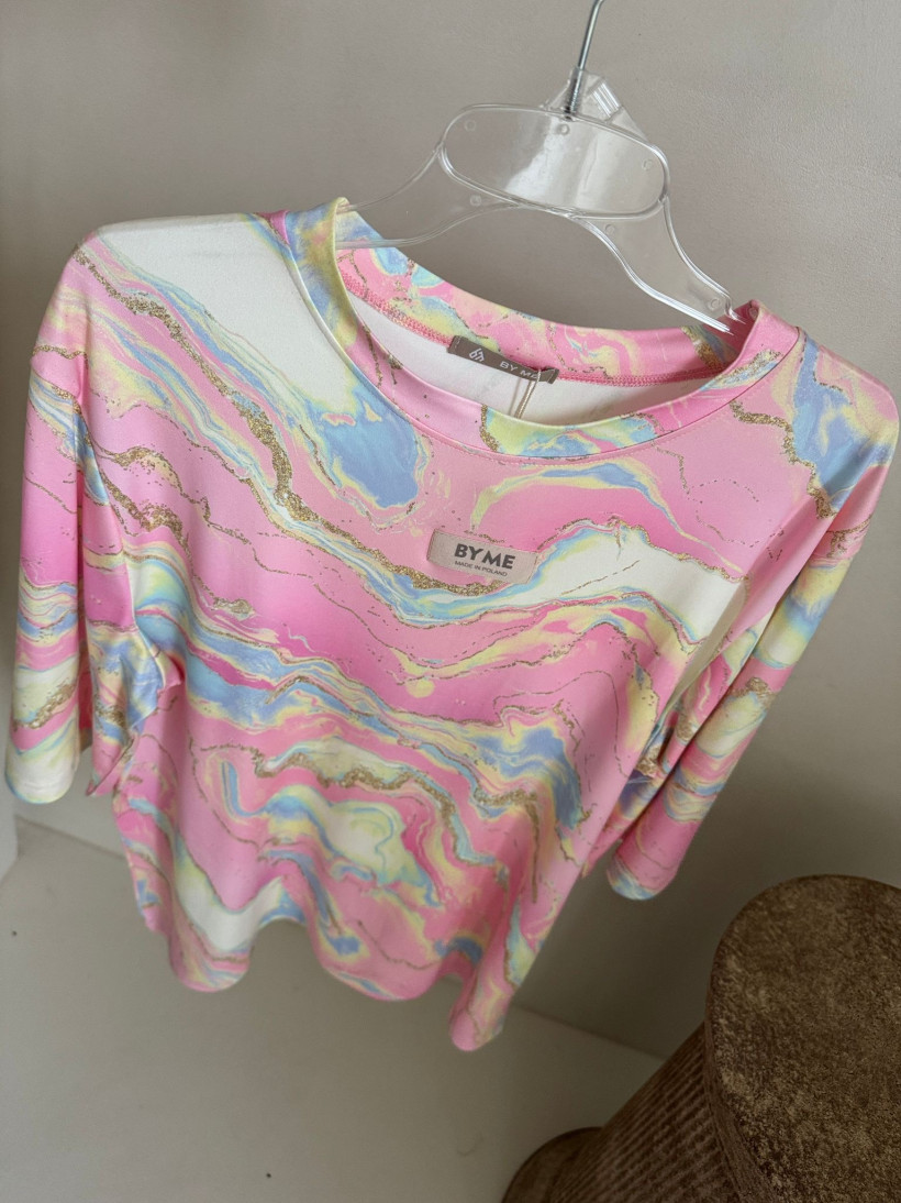 Bluzka By Me Marmaris print - marmurek jasny róż 