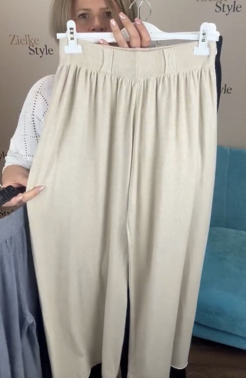 Spodnie  jednokolorowe dzianinowe Vera Wear - m/l  // xl/2xl  - 7002 - beżowe 