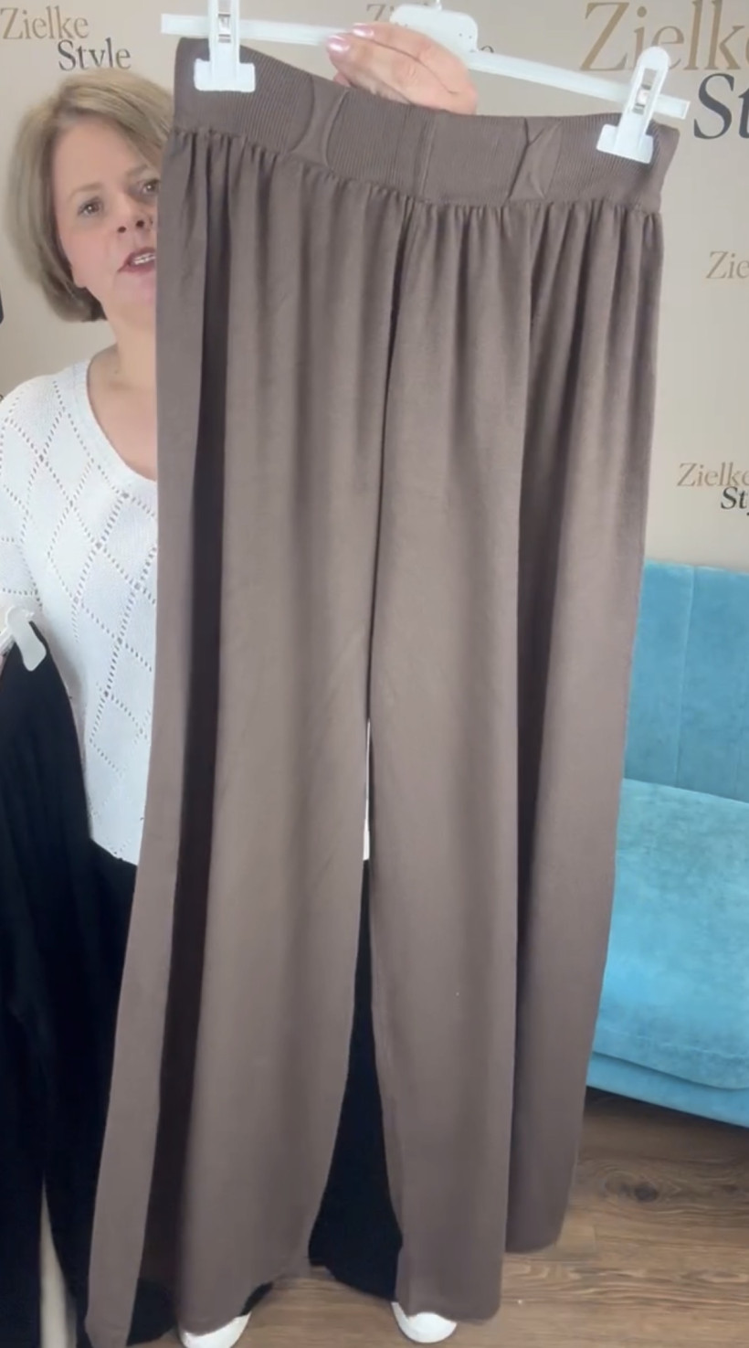 Spodnie jednokolorowe dzianinowe Vera Wear - m/l // xl/2xl - 7002 - czekoladowe