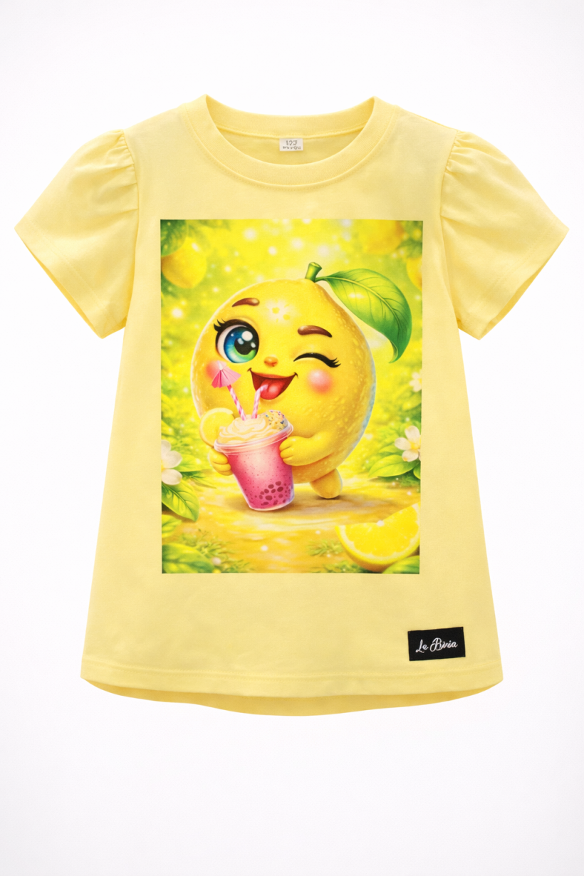 Bluzka La Binia motylek cytrynka deserek żółty pastel