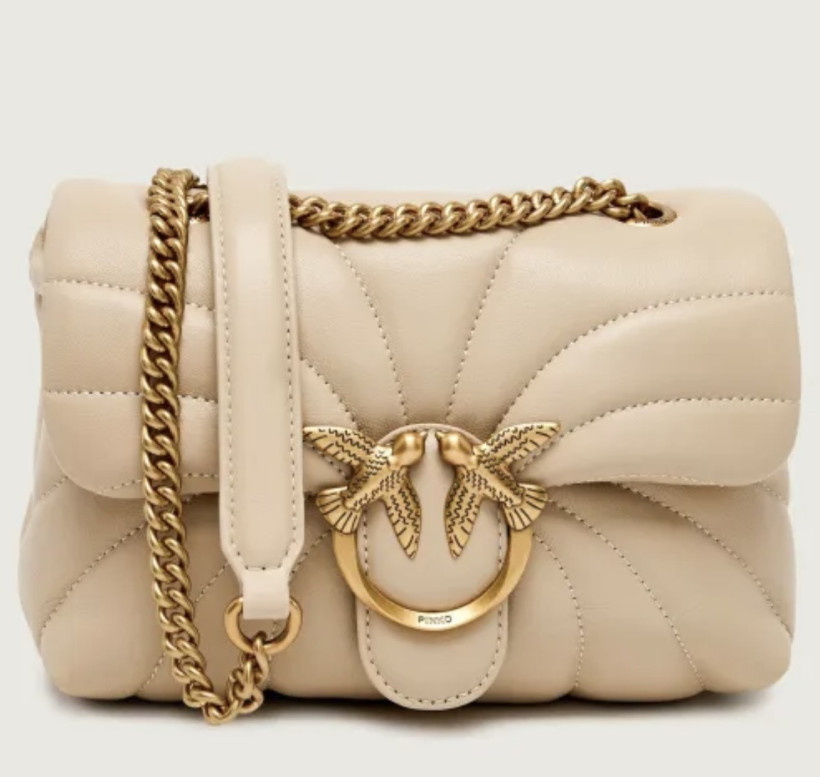 Torebka Pinko Love Puff Mini Cl. 100039 A1EX Sheep Nappa Butterfly beige