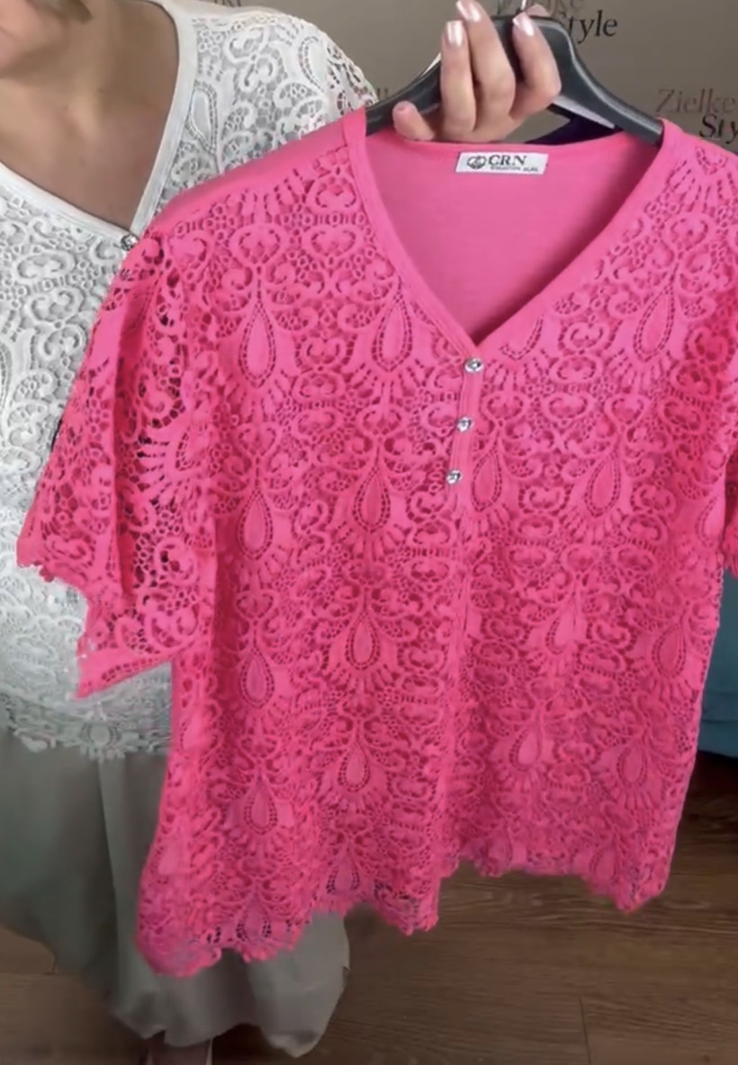 Bluzka jednokolorowa gipiurowa 2xl/ 3xl // 3xl/4xl - CRN 1952 -koral